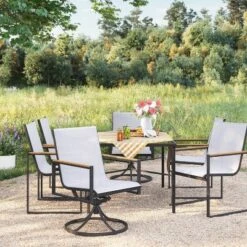 2pc Henning Outdoor Patio Dining Chairs Arm Chairs Gray - Project 62™