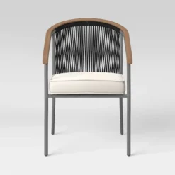 2pc Apex Mixed Material Outdoor Patio Dining Chairs Arm Chairs Black - Project 62™ -Project 62 Elegant Store GUEST 978e1c55 8875 4a7c 8e5b 0ee6aa1a61c3