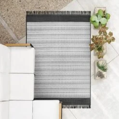 7' X 10' Outdoor Rug Striped Fringe Black - Project 62™ 4 7' X 10' Outdoor Rug Striped Fringe Black - Project 62™ -Project 62 Elegant Store GUEST cd564f5b 1bfc 4256 a3d9 97e6d89b24db