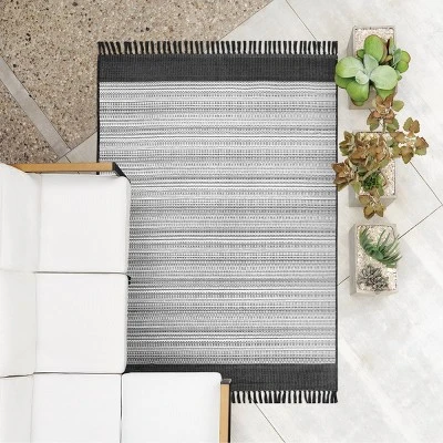 7' x 10' Outdoor Rug Striped Fringe Black - Project 62™ 7' X 10' Outdoor Rug Striped Fringe Black - Project 62™ -Project 62 Elegant Store GUEST cd564f5b 1bfc 4256 a3d9 97e6d89b24db