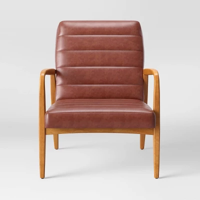 Northway Channel Tufted Wood Armchair Brown Faux Leather - Project 62™ Northway Channel Tufted Wood Armchair Brown Faux Leather - Project 62™ -Project 62 Elegant Store GUEST e2797077 d109 4b82 b70c e23535dbfe2f