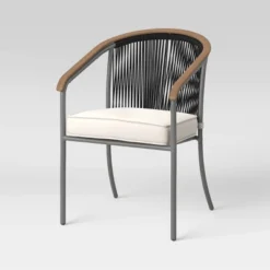 2pc Apex Mixed Material Outdoor Patio Dining Chairs Arm Chairs Black - Project 62™ -Project 62 Elegant Store GUEST f7569b9c 7a0c 4a56 874d 8b91a142f24f